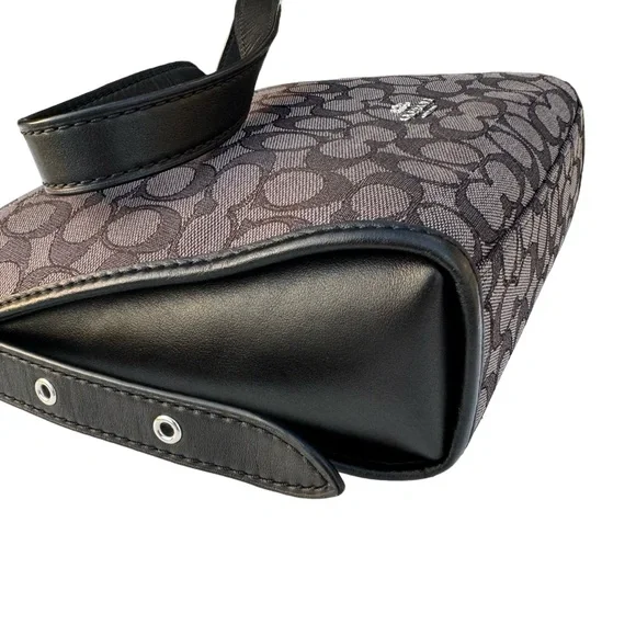 Coach Dufflette Shoulder Bag Signature Black Leather Crossbody - Picture 14 of 17